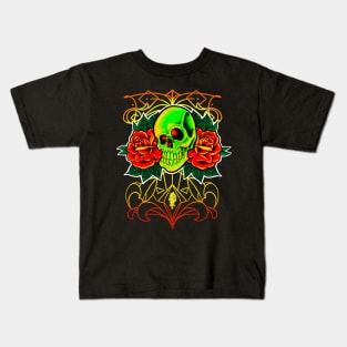 Tattoo skull and roses Kids T-Shirt